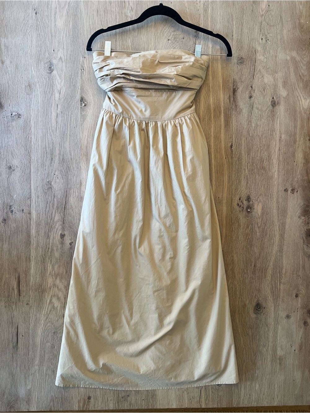 Song of Style Beige Strapless Cotton Maxi Dress Tie Back Size S